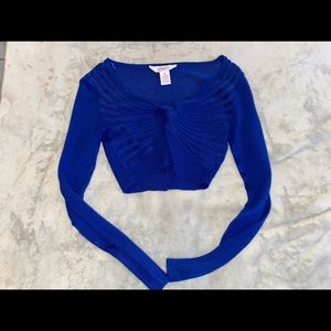 cropped ruched blue long sleeve